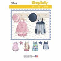 Simplicity Pattern 8142 Babie\'s Romper in Two Lengths, Jumper, Panties and Hat 383123