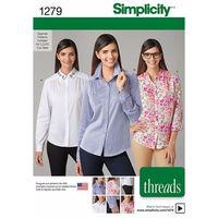 simplicity ladies shirt with collar variations 381786