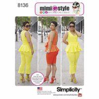 Simplicity Pattern 8136 Mimi G Style Peplum Top with Cropped Trousers or Shorts 383117