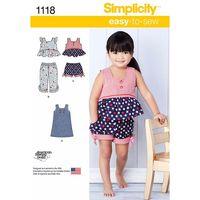 Simplicity Toddlers Dress, Top and Cropped Trousers or Shorts 377687