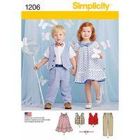 Simplicity Toddlers\' Trousers, Vest, Dress, Bow-Tie and Belt 381637