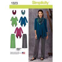 Simplicity Ladies Knit Tunics Trousers and Infinity Scarf 381860