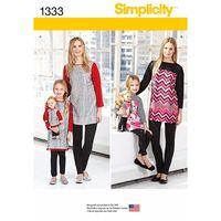 Simplicity Childs Ladies and 18in Doll Tunics and Knit Legging 381889