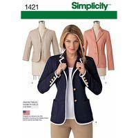 Simplicity Ladies\' Unlined Jacket with Collar and Finishing Variations 381939