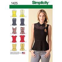 Simplicity Ladies\' Peplum Tops with Neckline Variations 381942