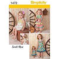 Simplicity Toddlers Romper Dress Top Trousers & 18in Doll Dress 382384