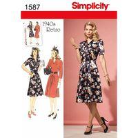 Simplicity Ladies and Miss Petite 1940s Vintage Dress 382487