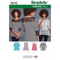 Simplicity Ladies Knit Tops with Lace Variations 382934