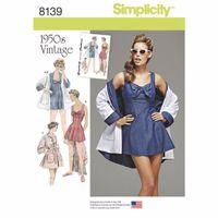 Simplicity Pattern 8139 Ladies\' Vintage Bathing Dress and Beach Coat 383120
