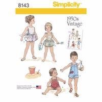 Simplicity Pattern 8143 Vintage Set of One Piece Play Suits for Babies 383124