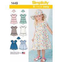 Simplicity Toddlers Dress and Hat in Three Sizes 382323