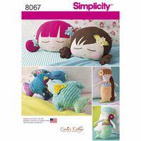 Simplicity Stuffed Doll Face Pillows, Mermaids and Birds 383043