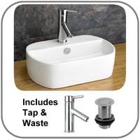 Sienna 44.5cm Wide by 30.5cm Counter Sink with Lever Mixer Tap and Push Waste
