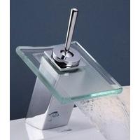 single lever square glass spout quadrato waterfall mixer tap