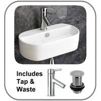 sienna 445cm wide wall hanging sink set with lever mixer tap and basin ...
