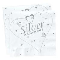 Silver Anniversary Paper Party Napkins