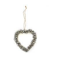 Silver Metal Bell Heart Wreath 11 x 11 x 2 cm