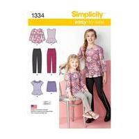 Simplicity Girls\' Top Mini Skirt and Slim Trousers Sewing Pattern 6258