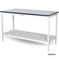 sitting height mail sorting bench with base shelf 750h x 1200w