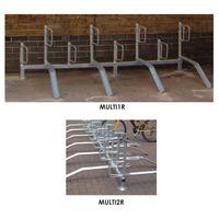 Single Sided Bike Racks Rail Mount, Alternate Ramps per Bike - Flanged