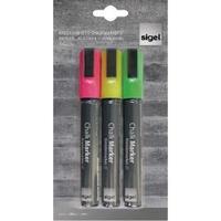 sigel pinkgreenyellow chisel tip chalk marker pack of 3 gl182