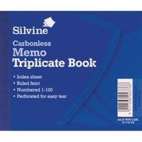 Silvine Carbonless Triplicate Memo Book Blue 102x127mm Pack of 5 707