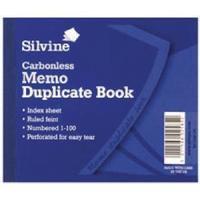 Silvine Carbonless Duplicate Memo Book 102x127mm Pack of 12 703-T