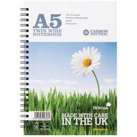 Silvine Carbon Neutral A5 Twin Wire Notebook 120 Pages Ruled Pack of 5