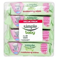 simple baby moisturising wipes 4 x 80 wipes