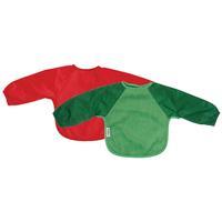 Silly Billyz Long Sleeved Bibs Fleece Large 2 Pack in Red and Green