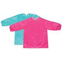 Silly Billyz Long Painting Aprons Small 2 Pack in Cerise Aqua