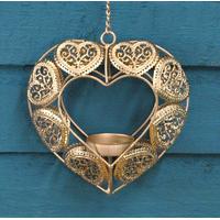 Silver Hanging Heart Tealight Candle Holder by Premier