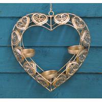 Silver Hanging Heart Tealight Candle Holder - Large by Premier