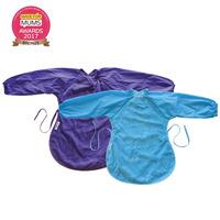 Silly Billyz Towel Messy Eater Long Sleeved Bibs 2 Pack in Aqua and Purple
