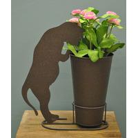 Silhouette Cat Standing Pot Holder with Pot by Rustic