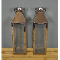 Silver Hampton Candle Lanterns 55cm (Set of 2) by Gardman