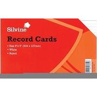 Silvine 203 x 127mm White Ruled Record Card