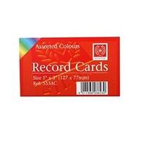 silvine 126 x 77mm ruled record card assorted pack of 100