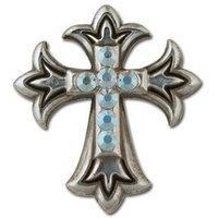 Silver Crystal Endearing Cross Concho