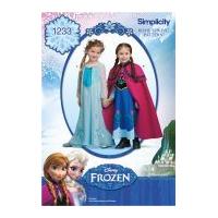 Simplicity Girls Sewing Pattern 1233 Disney Frozen Elsa Ice Princess Costumes