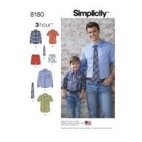 Simplicity Men & Boys Easy Sewing Pattern 8180 Shirt, Boxer Shorts & Tie