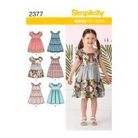 Simplicity Childrens Easy Sewing Pattern 2377 Summer Dresses