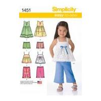 Simplicity Toddlers Easy Sewing Pattern 1451 Dresses, Tops, Shorts & Pants