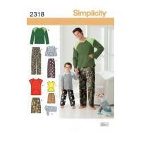 Simplicity Men's & Boys Sewing Pattern 2318 Casual Tops, Shorts, Pants & Dog Coat