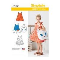 Simplicity Girls Easy Sewing Pattern 8102 Sundress & Kitty Tote Bag