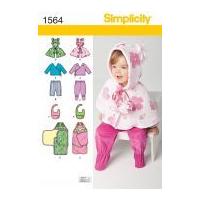 Simplicity Baby & Toddlers Easy Sewing Pattern 1564 Poncho, Top, Pants, Bib, & Blanket Wrap