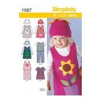 Simplicity Childrens Easy Sewing Pattern 1567 Tops, Dresses, Pants & Hats