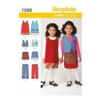 Simplicity Childrens Easy Sewing Pattern 1568 Dress, Waistcoat, Skirt & Pants