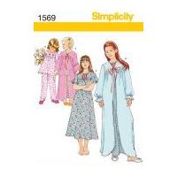 simplicity childrens sewing pattern 1569 pyjamas nightdress dressing g ...