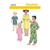 Simplicity Childrens Sewing Pattern 1572 Pyjamas, Onesie & Dressing Gown